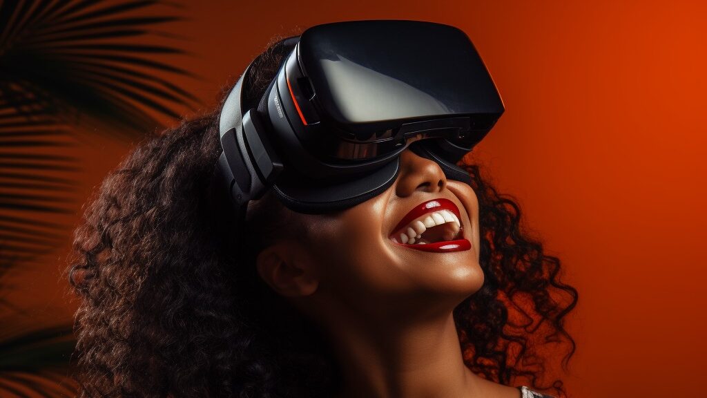VR headset op vrouw